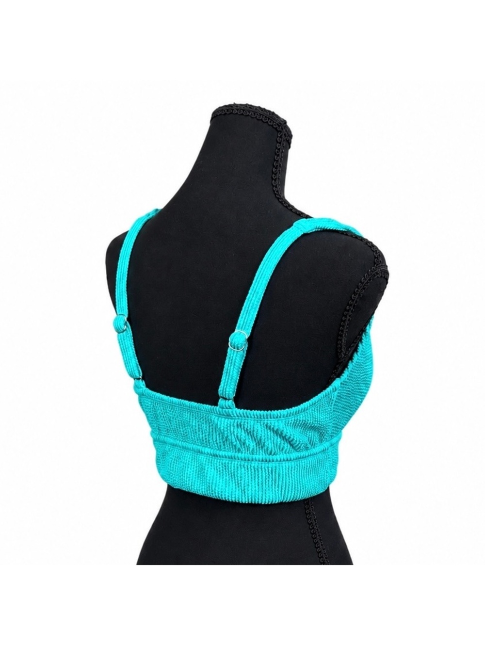 Kona Sol Teal Pucker Textured Bikini Top (M) - Picture 4 of 5